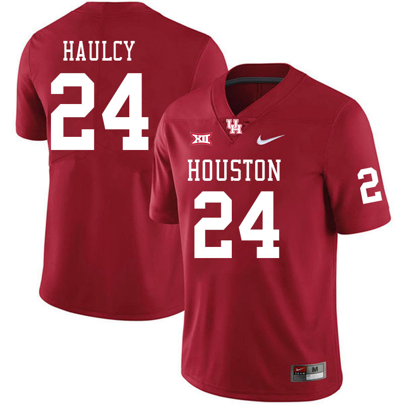 Men #24 Adari Haulcy Houston Cougars Big 12 XII College Football Jerseys Stitched-Red - Click Image to Close
